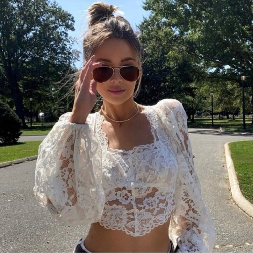 For Love and Lemons Jillian Crop Lace Top